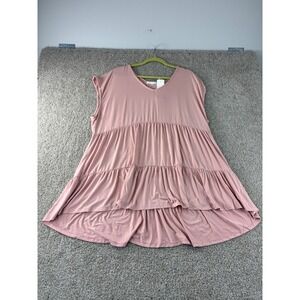 NWT Adyson Parker Women's 3X Spring Blush V Neck Tiered Sleeveless Tunic Top